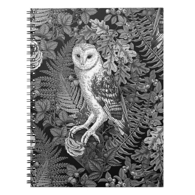 Owls, ferns, oak and berries 4 notebook (Front)