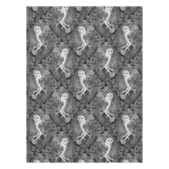 Owls, ferns, oak and berries 4 tablecloth (Front)