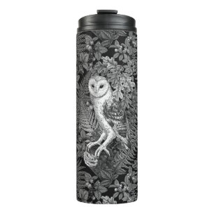 Owls, ferns, oak and berries 4 thermal tumbler