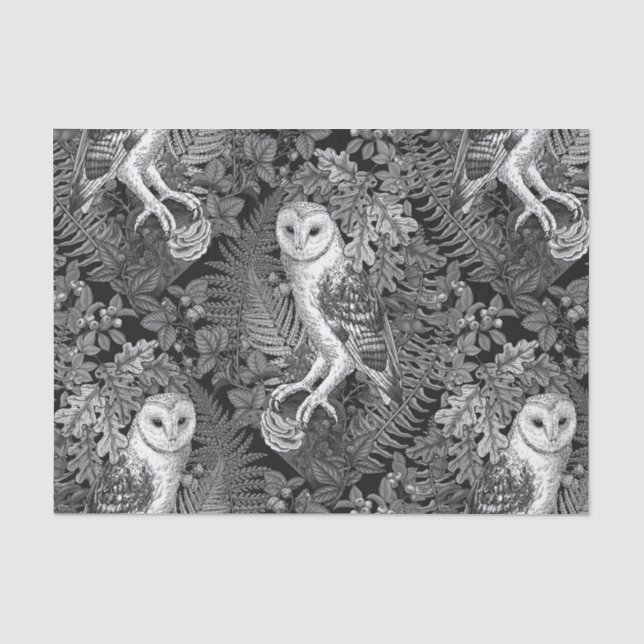 Owls, ferns, oak and berries 4 tissue paper (Front)