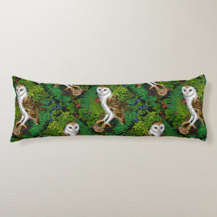 Owls, ferns, oak and berries body cushion