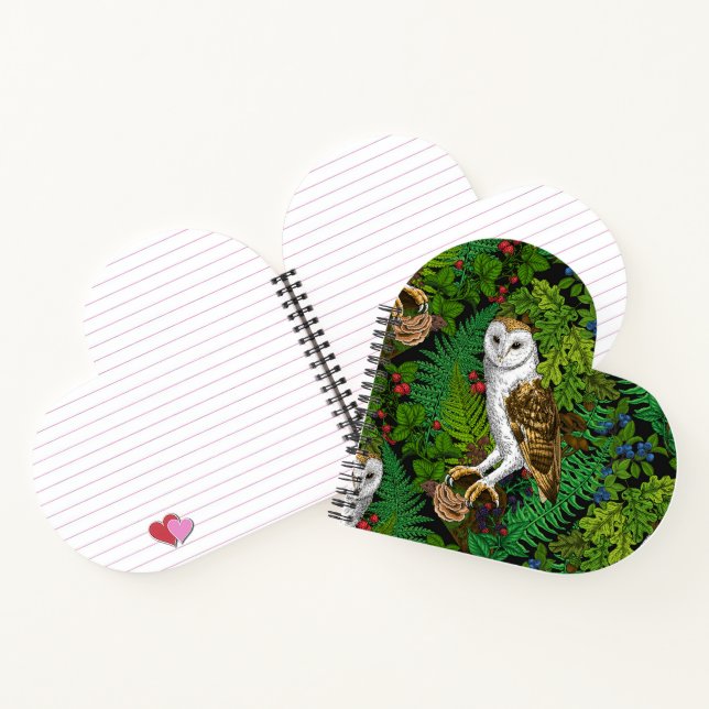 Owls, ferns, oak and berries notebook (Inside)