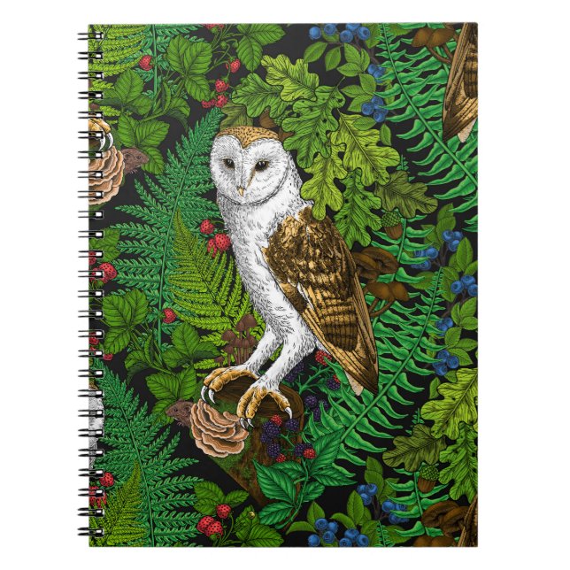 Owls, ferns, oak and berries notebook (Front)