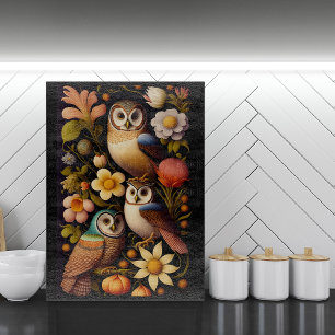 Owls & Flowers Modern Haeckel Cutting Board