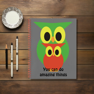 Owls Green and Red Notebook