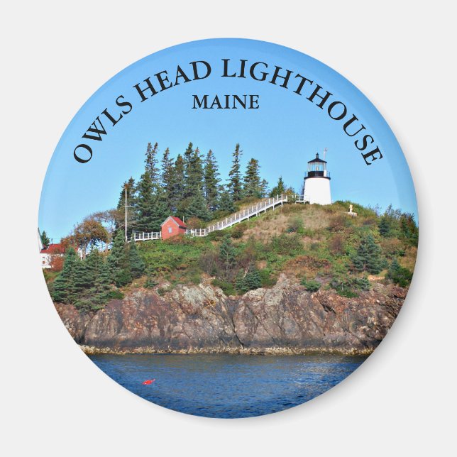 Owls Head Lighthouse, Maine Round Magnet (Front)