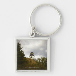 Owl's Head Lighthouse on a Cloudy Day Key Ring