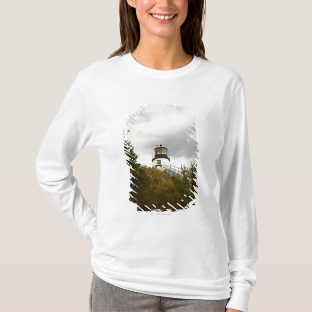 Owl's Head Lighthouse on a Cloudy Day T-Shirt (Front)