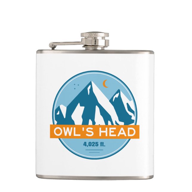 Owl's Head New Hampshire Stars Moon Hip Flask (Front)