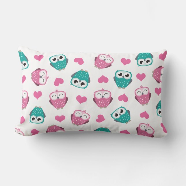 Owls & Hearts Lumbar Pillow (Front)