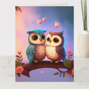 OWLS - I LOVE YOU -ROMANTIC GREETING CARD
