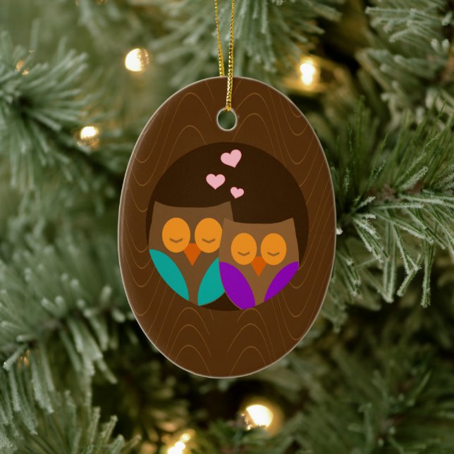 Owls in a Nest Ceramic Tree Decoration (Tree)