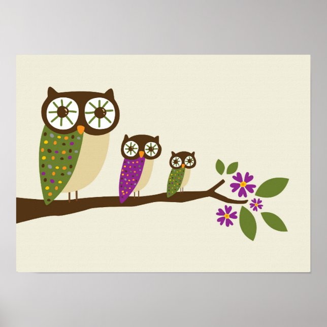 owls in a row canvas poster (Front)