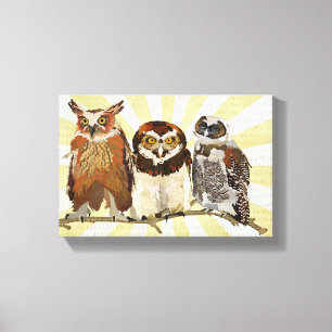 OWLS IN A ROW Canvas Print