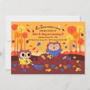 Owls in Autumn Invitation