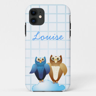 Owls in Love and monogram iPhone 11 Case