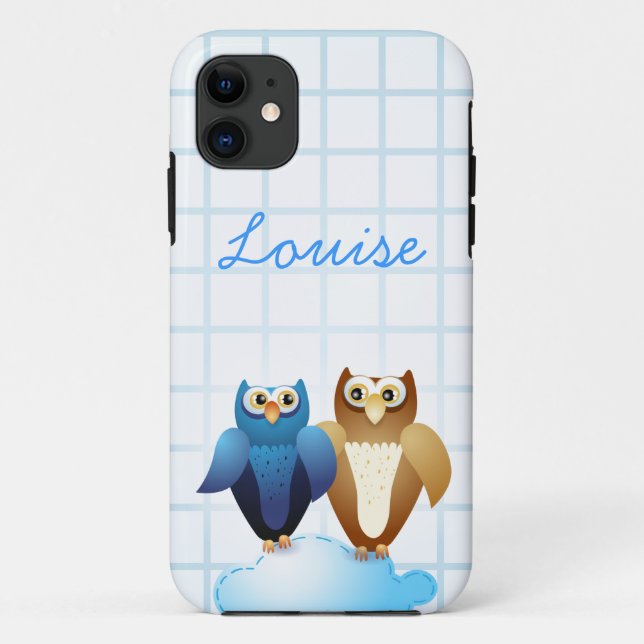 Owls in Love and monogram Case-Mate iPhone Case (Back)