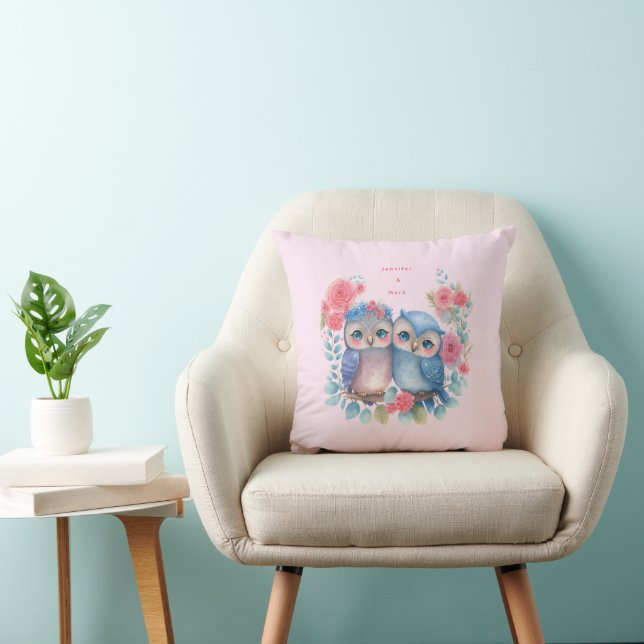 Owls in Love Sitting on a Tree Branch Cushion (Chair)