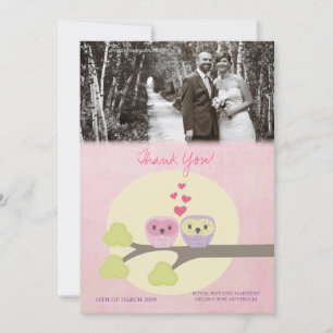 Owls in-love Thank You Wedding Photo Card