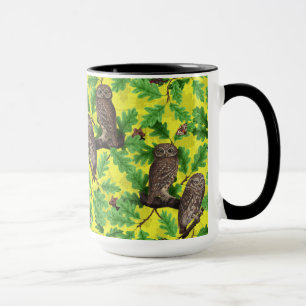 Owls in the Forest on lemon yellow Mug