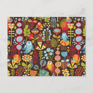 Owls in the forest postcard