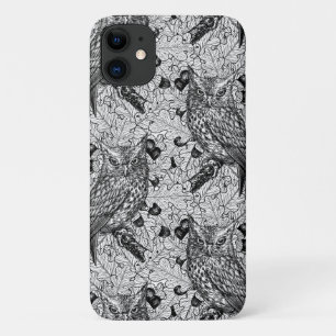 Owls in the oak tree, black and white Case-Mate iPhone case