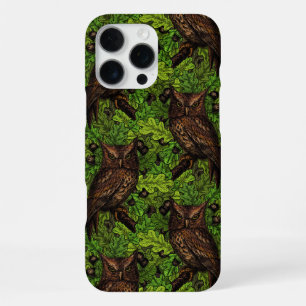 Owls in the oak tree, green and brown iPhone 16 pro max case