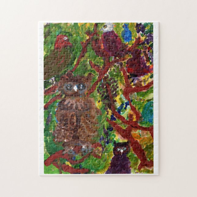 Owls in trees #2 jigsaw puzzle (Vertical)