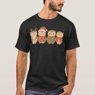 Owls Kids Boys Girls Christmas Owls T-Shirt