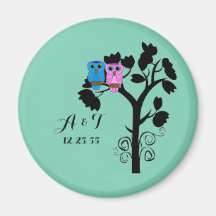 Owls - Love Birds - Cute Wedding Favours Magnet