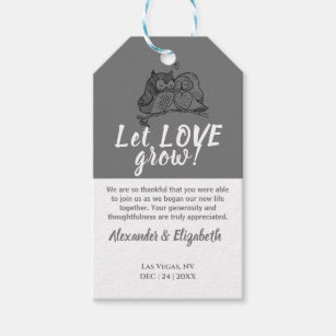Owls Love Let Love Grow Wedding favour  Gift Tags