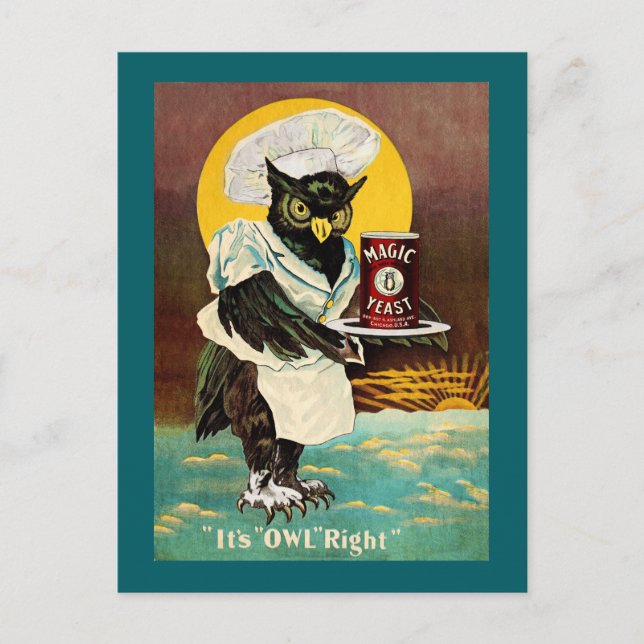 Owl's Magic Yeast Postcard (Front)
