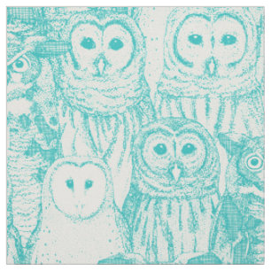 owls NC aqua Fabric