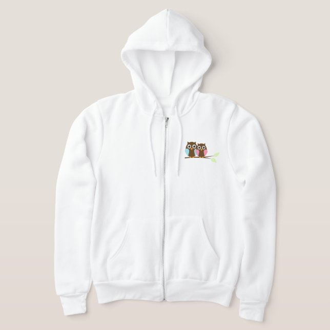 Owls on a branch hoodie (Laydown)
