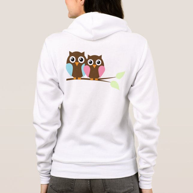 Owls on a branch hoodie (Back)