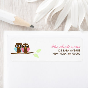 Owls on a Branch Return Address Labels