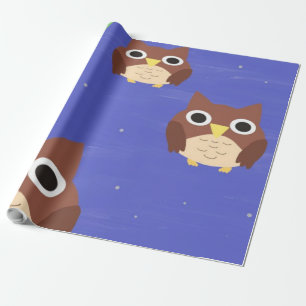 owls painting art wrapping paper