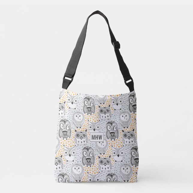 Owls Pattern custom monogram bags (Front)