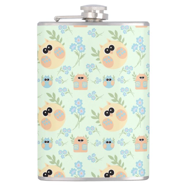 owls pattern hip flask (Front)