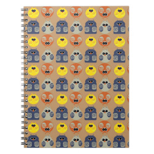 owls patterns spiral notebook