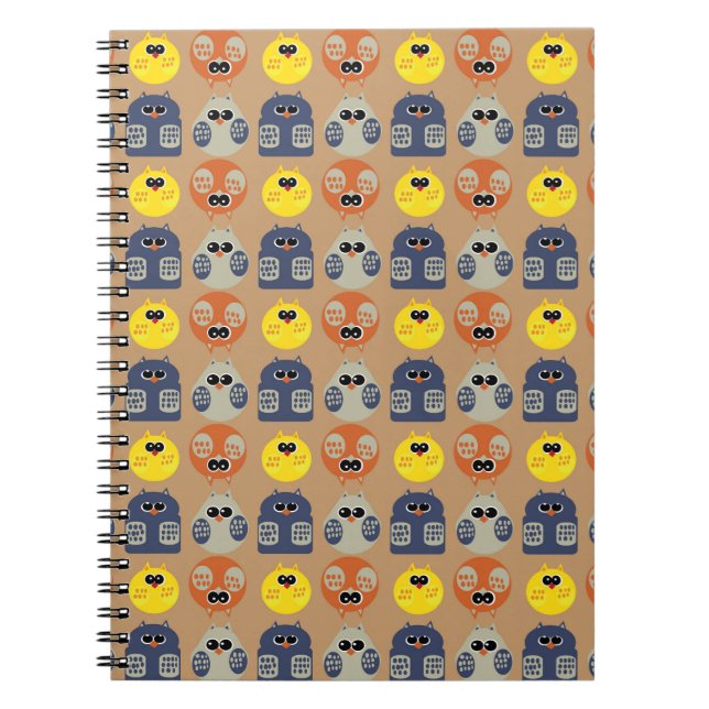 owls patterns spiral notebook (Front)