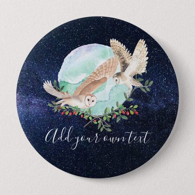 Owls Personalised 10 Cm Round Badge (Front)