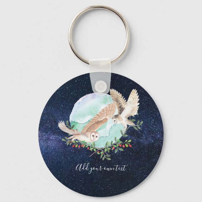 Owls Personalised Key Ring (Front)