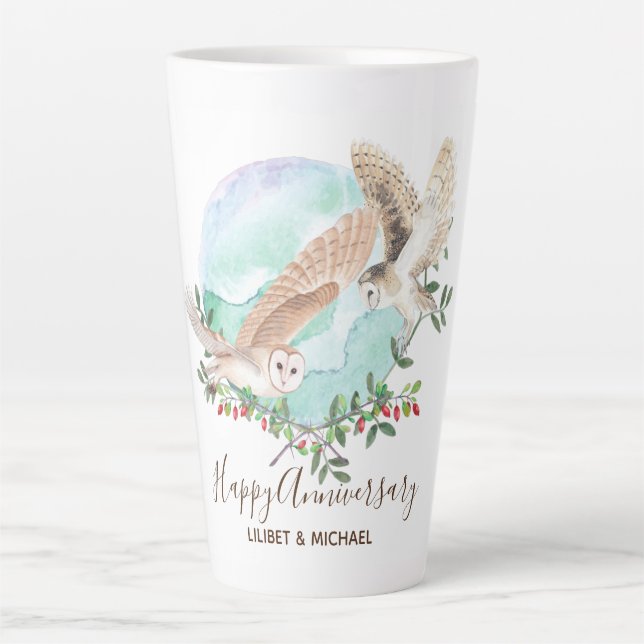 Owls Personalised Latte Mug (Front)