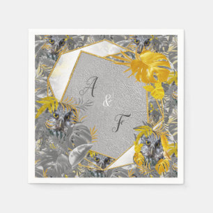 Owls - Plant leaves in Grey /Yellow 2021 colours Napkin