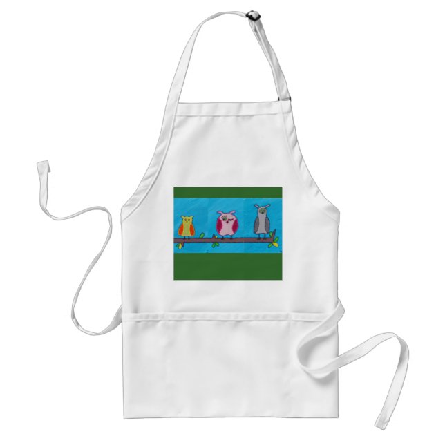 Owls sitting on a branch kid's apron (Front)