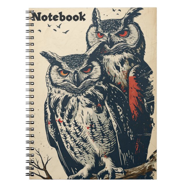 Owls vintage  notebook (Front)