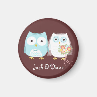 Owls Wedding Bride and Groom Cute Couple Custom Magnet