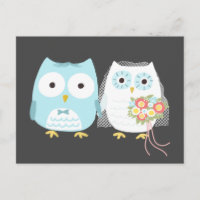 Owls Wedding Bride and Groom Cute Couple