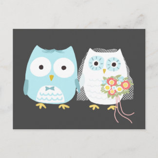 Owls Wedding Bride and Groom Cute Couple Postcard
